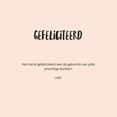 Hippe felicitatiekaart geboorte meisje zwarte stippen 3