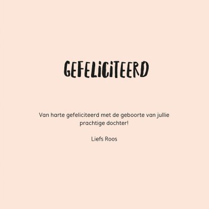 Hippe felicitatiekaart geboorte meisje zwarte stippen 3