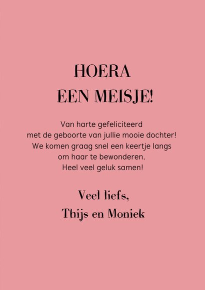 Hippe felicitatiekaart geboorte voor een meisje 3
