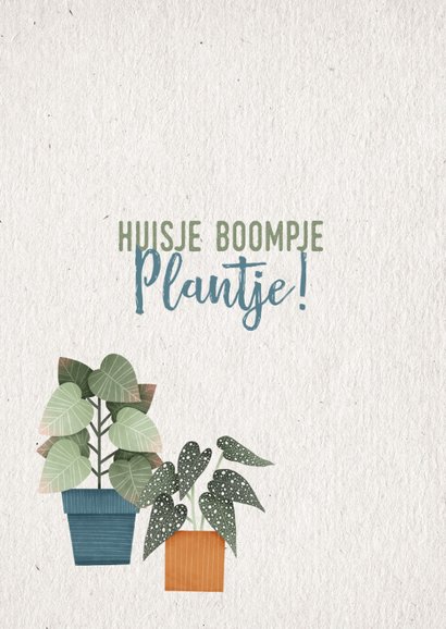 Hippe felicitatiekaart huisje boomje plantje met plantjes 2