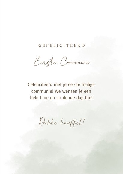 Hippe felicitatiekaart in pastelkleuren voor communie jongen 3