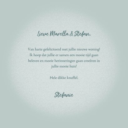 Hippe felicitatiekaart nieuwe woning met planten en stoel 3