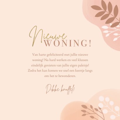 Hippe felicitatiekaart nieuwe woning neutraal met plantjes 3