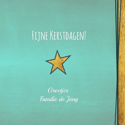 Hippe foto kerstkaart goud groen kerstboom 3