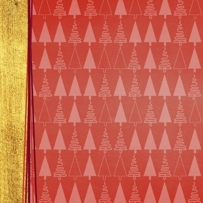 Hippe foto kerstkaart goud rood kerstboom 2