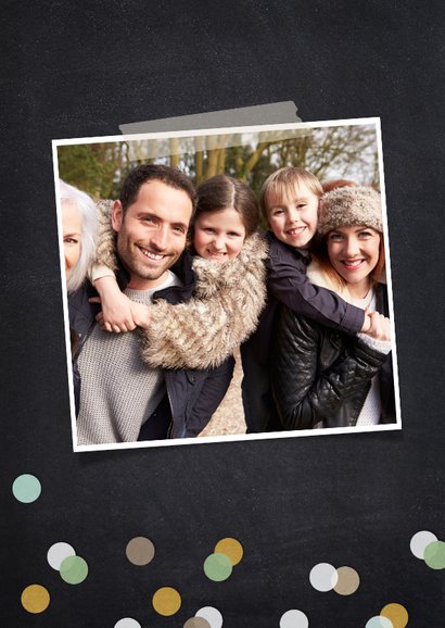 Hippe fotocollage nieuwjaarskaart met 9 polaroids en 2021 2