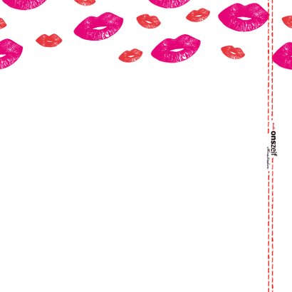 Hippe geslaagd kaart met lipjes / kusjes in rood en roze 2