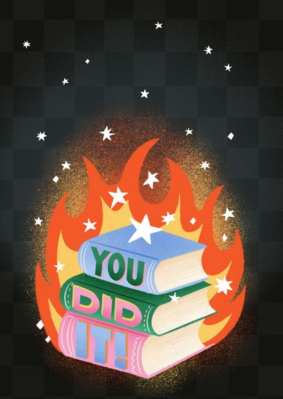 Hippe geslaagdkaart you did it! boeken on fire 2