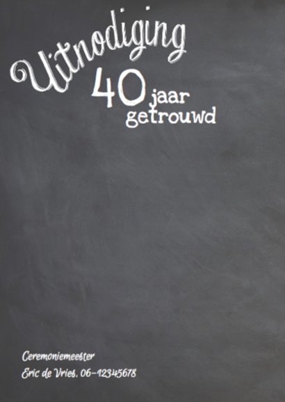 Hippe jubileumkaart krijtbord 25 jaar getrouwd 2