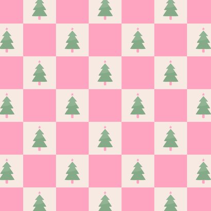 Hippe kerst verjaardagskaart bday girl met kerstbomen 2