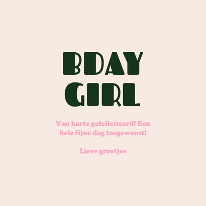 Hippe kerst verjaardagskaart bday girl met kerstbomen 3