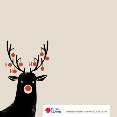Hippe kerstkaart cliniclowns rendier hohoho 2
