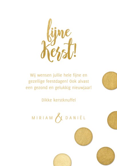 Hippe kerstkaart grote foto, gouden confetti en Fijne Kerst! 3
