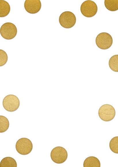 Hippe kerstkaart grote foto, gouden confetti en Fijne Kerst! Achterkant
