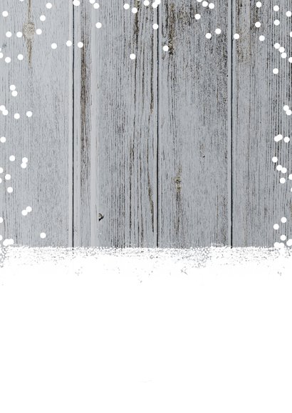 Hippe kerstkaart hout en ster 2027 Achterkant