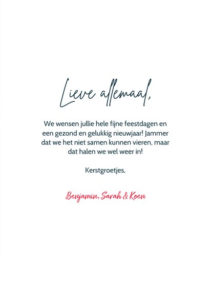 Hippe kerstkaart kerstfiguren, typografie en gouden sterren 3
