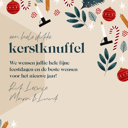 Hippe kerstkaart kerstknuffel met foto en kerstillustraties 3