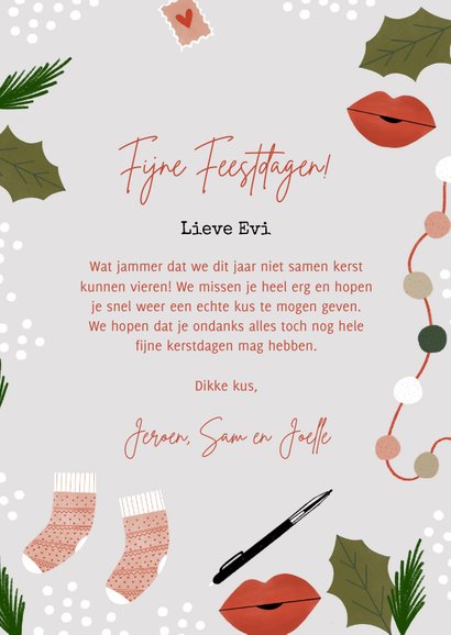 Hippe kerstkaart kerstkusjes door de brievenbus 3