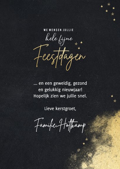 Hippe kerstkaart krijtbord goudlook feestdagen en foto's 3