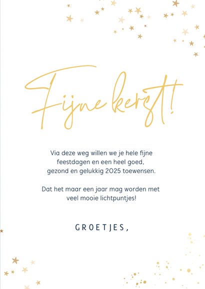 Hippe kerstkaart met eigen foto en gouden sterretjes 3