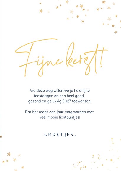 Hippe kerstkaart met eigen foto en gouden sterretjes 3
