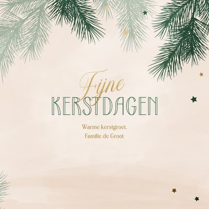 Hippe kerstkaart met groene dennentakjes 3