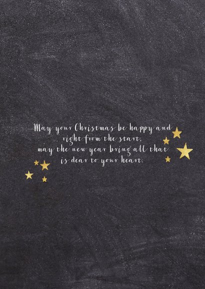 Hippe kerstkaart met moderne typografie en gouden sterren 2