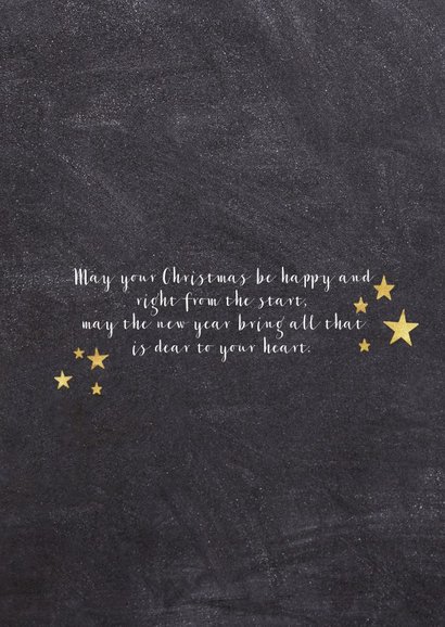 Hippe kerstkaart met moderne typografie en gouden sterren 2