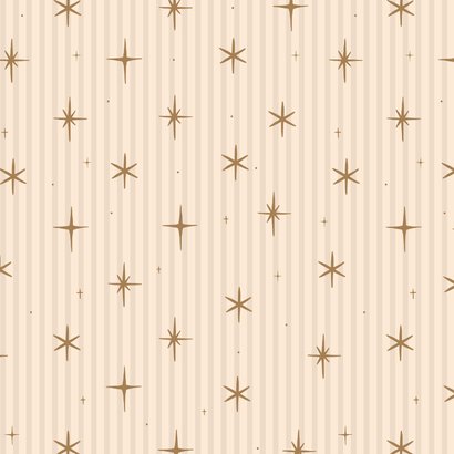 Hippe kerstkaart streepjes met sterren fijne kerst beige Achterkant