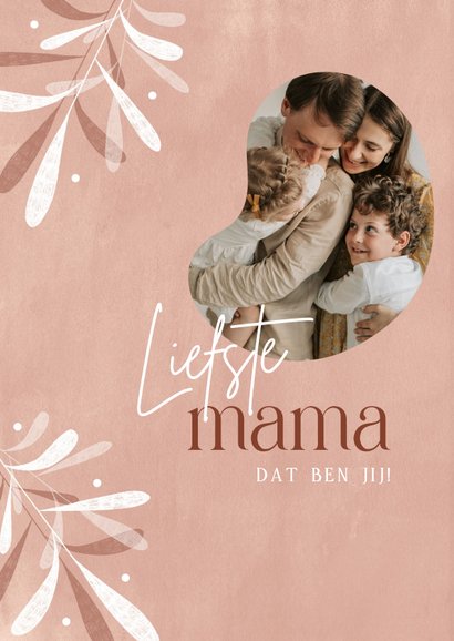 Hippe moederdagkaart liefste mama rood bladeren 2