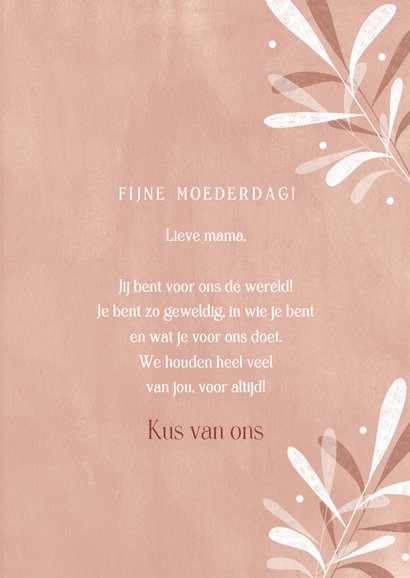 Hippe moederdagkaart liefste mama rood bladeren 3