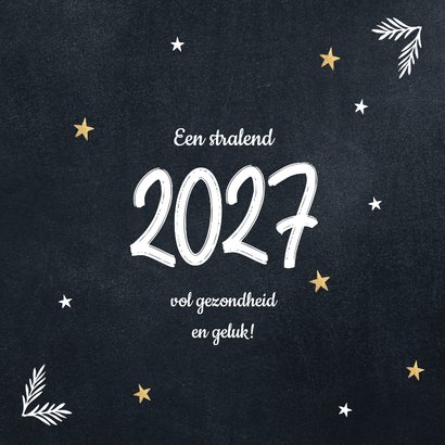 Hippe nieuwjaarskaart 2027 zwart wit teksten 2