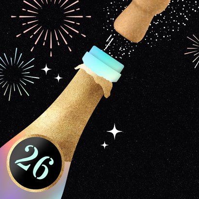 Hippe nieuwjaarskaart champagne glazen vuurwerk 2