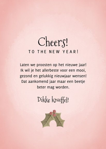 Hippe nieuwjaarskaart Cheers to the new year Gin en takjes 3