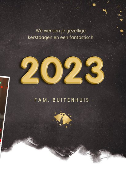 Hippe nieuwjaarskaart fotocollage met jaartal 2023 3