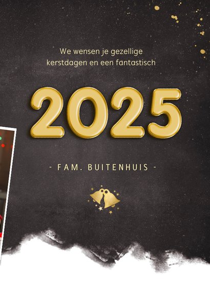 Hippe nieuwjaarskaart fotocollage met jaartal 2025 3