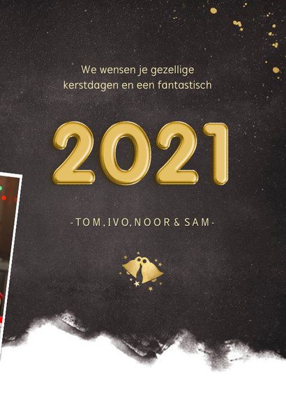 Hippe nieuwjaarskaart fotocollage polaroids met jaartal 2021 3
