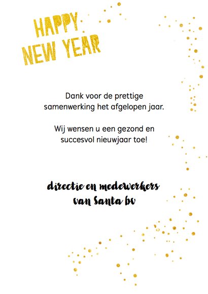 Hippe nieuwjaarskaart in wit en goud met eigen foto's 3