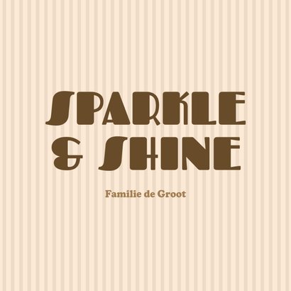 Hippe nieuwjaarskaart streepjes met sterren beige 3