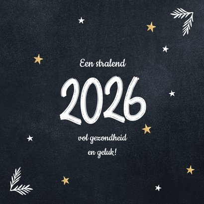 Hippe nieuwjaarskaart zwart wit teksten 2