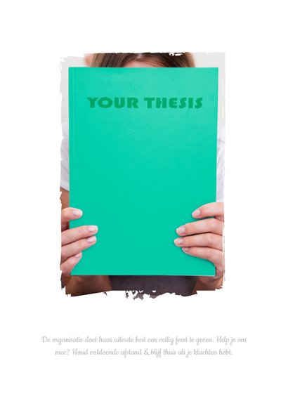 Hippe PhD Promotie Feest Uitnodiging met eigen thesis omslag 2
