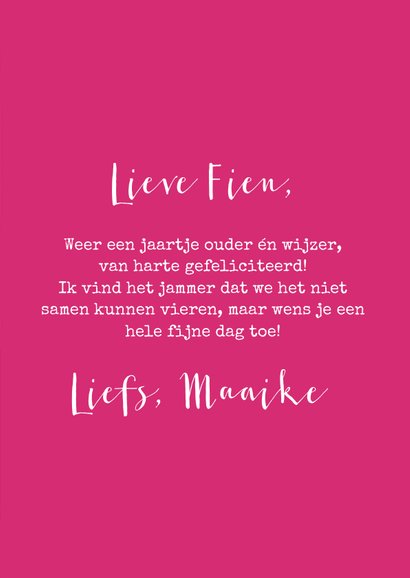Hippe roze felicitatiekaart voor een verjaardag 3
