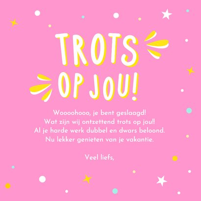 Hippe roze geslaagd kaart met naam er op - Woohoo geslaagd! 3