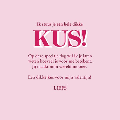 Hippe roze valentijnskaartje een dikke kus 3