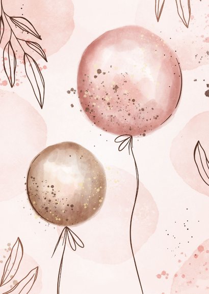 Hippe roze verjaardagskaart met foto leeftijd en ballonnen 2
