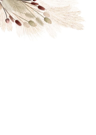 Hippe trouwkaart met droogbloemen Achterkant