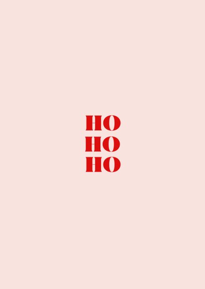 Hippe typografische kerstkaart HO HO HO Achterkant