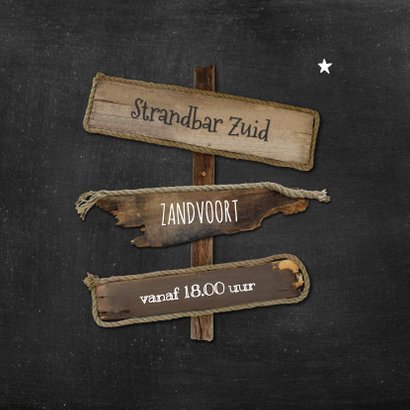 Uitnodiging jubileum drijfhout pallet op krijtbord 2