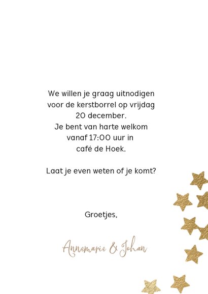 Hippe uitnodiging kerstborrel sterren confetti 3