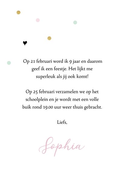 Hippe uitnodiging kinderfeestje voor een meisje 3